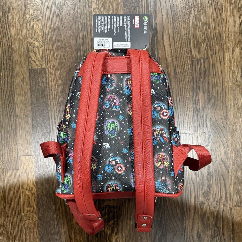 loungefly marvel avengers tattoo graphic print mini backpack - Picture 4 of 7